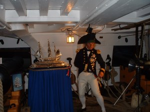 The model aboard Victory with historian Alex Naylor