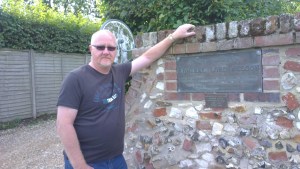 Chris Revell outside Nelson's home, Burnham Thorpe