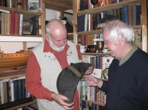 Admiring a bicorne in Sim’s collection It belonged to a lieutenant during the period 1812-1825. Sadly, his name is lost to history