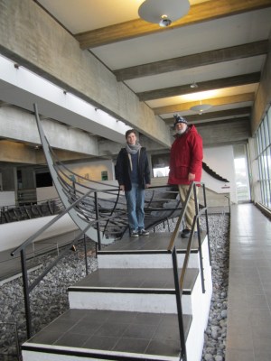 Marcus proudly showing me around the world-class Viking Museum, Roskilde