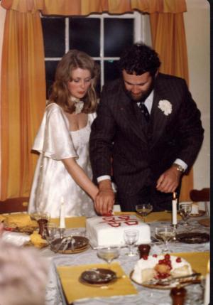 Cutting our wedding cake