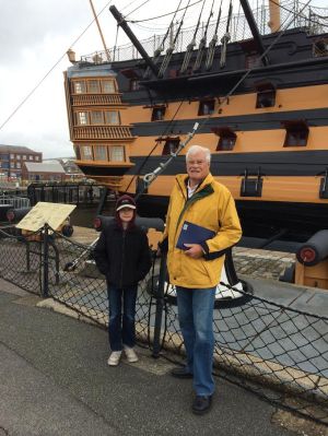 Taking in HMS Victory with his grandson