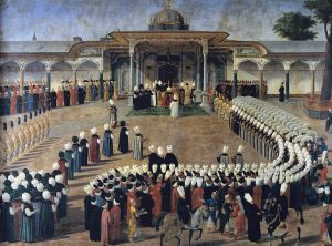 Sultan Selim III (who features in Pasha) holding an audience in the Second Courtyard